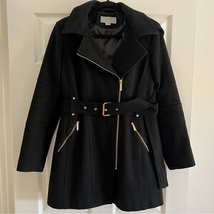 Michael Kors Women's Black Belted Coat, Sz M
